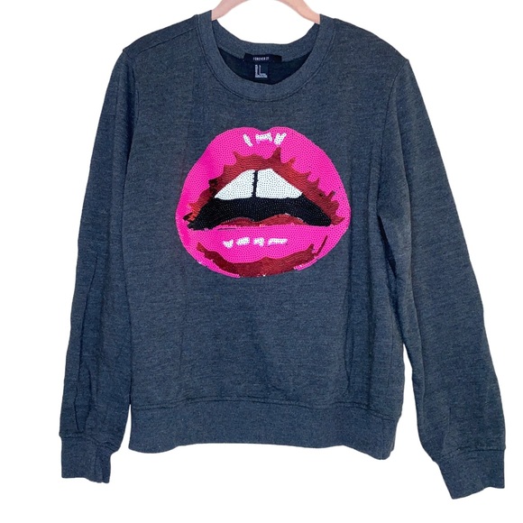 Sequin Hot Lips Sweatshirt - Picture 7 of 7